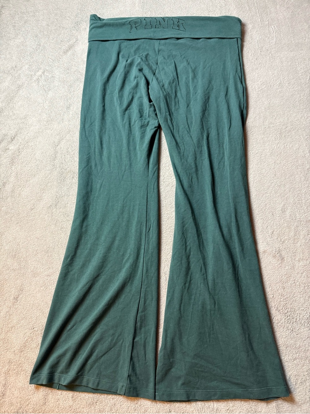 Y2K Pink Victorias Secret Fold Over Flare Yoga Pants Green Flared Fit Size XL
